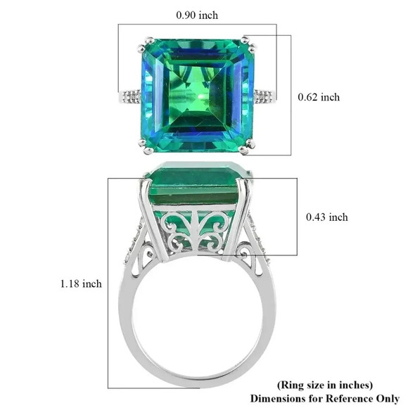 Peacock Quartz (Triplet) and White Zircon Ring in 925 Sterling Silver - Picture 9 of 9